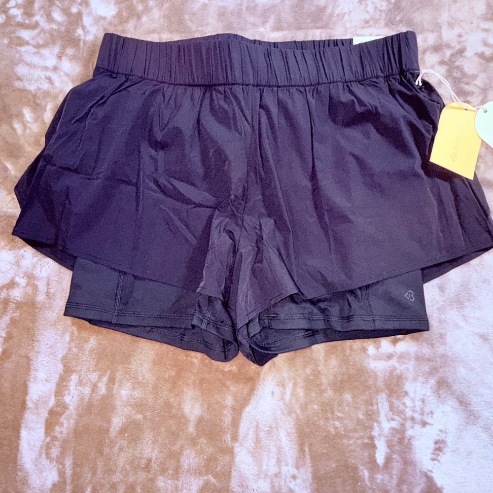Blogilates Ruffle Short Women Large Black NWT 2-in-1 Athletic Skort Short